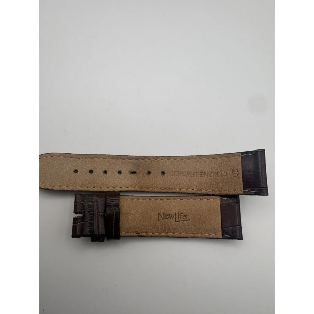 NewLife 20mm Genuine Leather Watch Strap - Dark Brown Crocodile skin